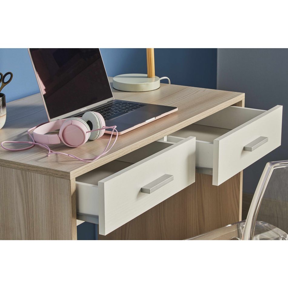 scrivania-2-cassetti-l90-in-kit-91x55xh76cm-struttura-olmo-chiaro-frontale-bianco-fiammato