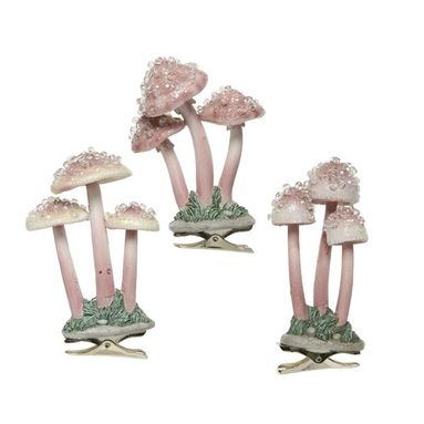 FUNGHI IN POLY ANTIK ROSA CIPRIA H8.60CM.