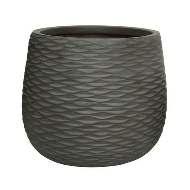 VASO IN ARGILLA MARRONE D.43XH38CM EFFETTO ONDE