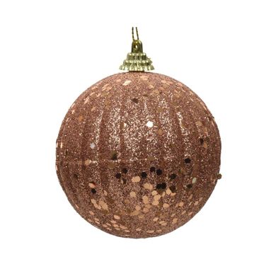 SFERA NATALIZIA ROSA 8CM GLITTERATA E PAILLETTES