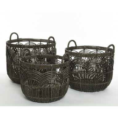 CESTA IN POLYRATTAN GRIGIO 40X33CM GRANDE