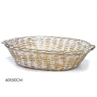 CESTA OVALE 60X50CM BIANCO/ORO.
