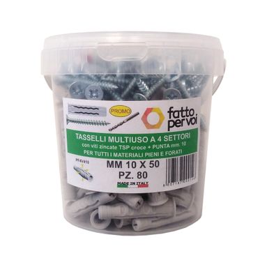 BOX 80 TASSELLI NYLON F4 MM.10+VITI+PUNTA