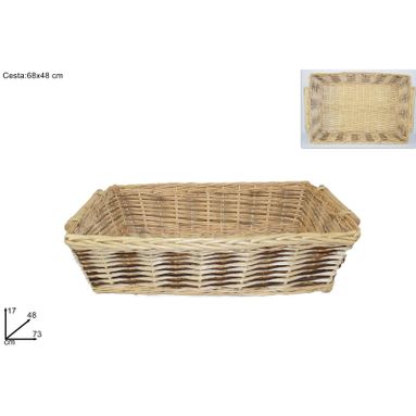 CESTO RETTANGOLARE IN VIMINI 68X48CM C/MANICI.