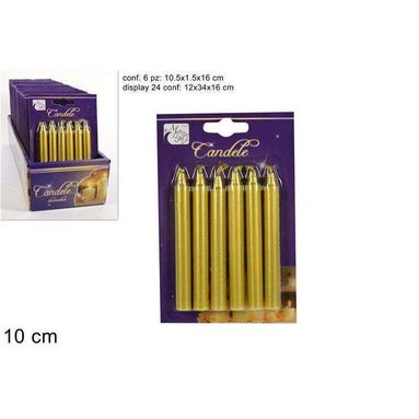 SET 6 MINICANDELE METALLIZZATE ORO.