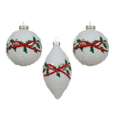 SFERA NATALIZIA 8CM BIANCA PUNGITOPO IN VETRO..