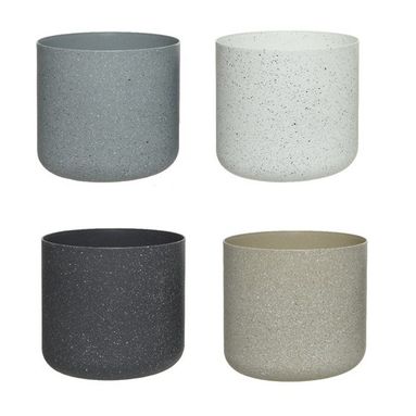 VASO TONDO D.17XH18CM IN PLASTICA BEIGE/GRIGIO/BIA