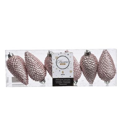 PIGNE NATALIZIE 8CM ROSA IN BOX 6PZ.