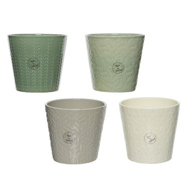 VASO IN CERAMICA 14XH12CM  VERDE/BEIGE/GRIGIO