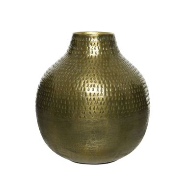 VASO IN METALLO MARTELLATO 23CM ORO ANTICO
