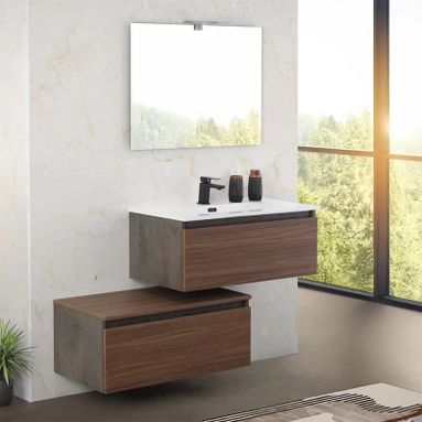BAGNO REVITAL SOSPESO DIVISO 80X46XH34CM NOCE