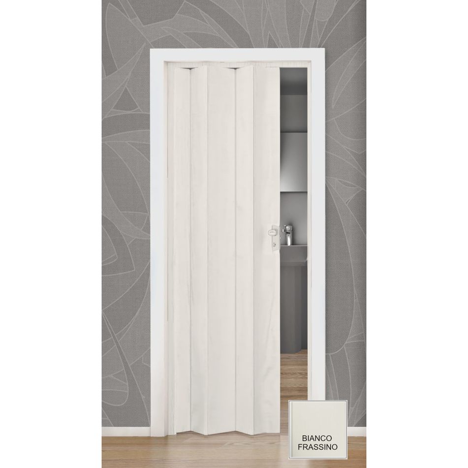 Puerta plegable de interior de pvc mod. Monica 83x214 cm blanco pastel