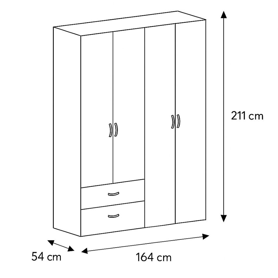 armadio-simpli-4-ante2cass-bia-dot-fras-164x54xh211cm
