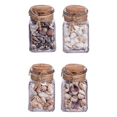 BARATTOLO CON CONCHIGLIE DECORATIVE 220GR IN 4 MOD