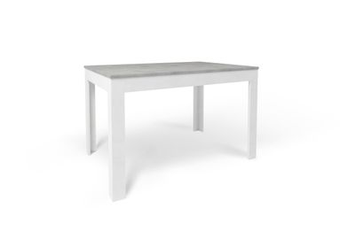 TAVOLO ALLUNGABILE 120+50 80X120XH75CM STRUTTURA CEMENTO FRONTALE OSSIDO BIANCO