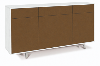 MOBILE 3 ANTE 3 CASSETTI KIT 164X41XH92CM STRUTTURA OSSIDO BIANCO FRONTALE RUGGINE