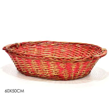 CESTA OVALE 60X50CM ROSSA/ORO.