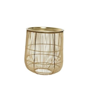 TAVOLO IN RATTAN D.30XH35CM IN FERRO ORO